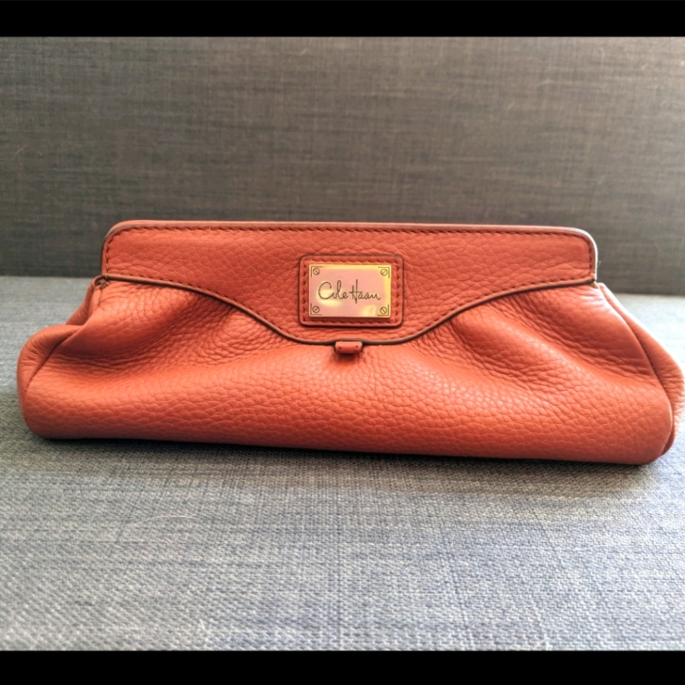Cole Haan Tan Leather Clutch, Magnetic Closure